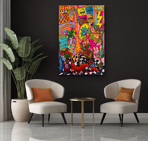 "Oh Boy." - Orginalgemälde, Acryl auf Leinwand