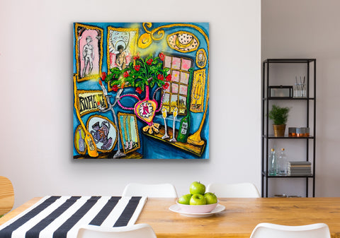 "Amongst Flowers" - Originalgemälde, Acryl auf Leinwand