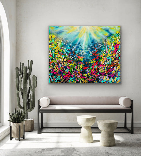 "Tropical Tide" - Originalgemälde, Acryl auf Leinwand