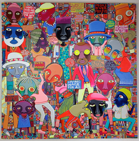 "Living Wage For All" - Original painting, acrylic on canvas