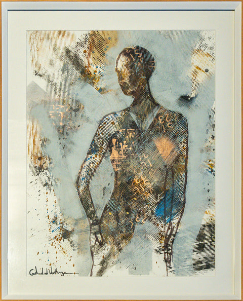 "Runway Silhouette" - Original painting, oil on Fabriano paper
