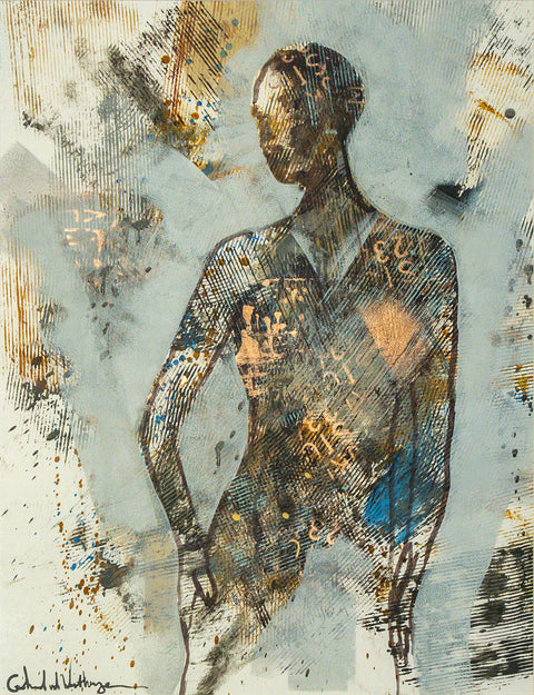 "Runway Silhouette" - Original painting, oil on Fabriano paper