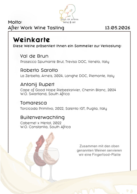 Tickets - After Work Wine Tasting – „Italy meets South Africa“ am 13.05.2026