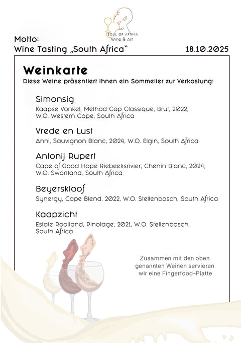 Tickets - Wine Tasting „South Africa am 18.10.2025