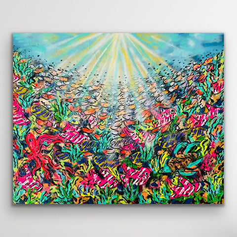Auf Anfrage - "Coral Island" - Originalgemälde, Acryl auf Leinwand