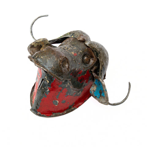 Metal sculpture buffalo head