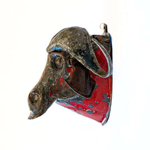 Metal sculpture buffalo head