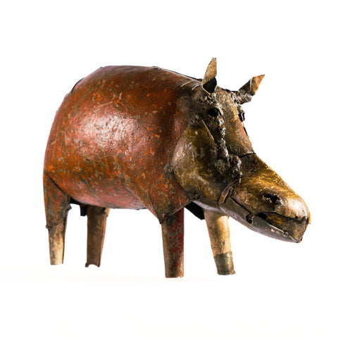 Metal sculpture hippo - medium