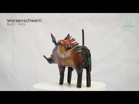 Auf Anfrage - Metallskulptur Warzenschwein - Mini Bunt