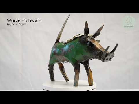 Metallskulptur Warzenschwein - Klein Bunt