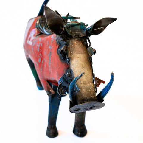 Metal Sculpture Warthog - Medium Coloured