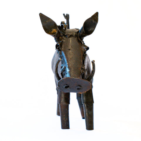 Metal Sculpture Warthog - Small Black
