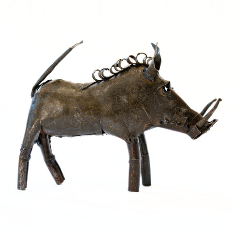 Metal Sculpture Warthog - Small Black
