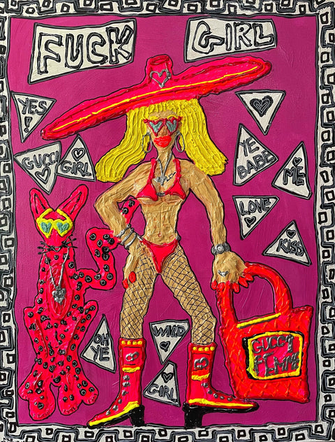 Gemälde, Acryl auf Leinwand „Yes girl!“ vom afrikanischen Künstler Kyle Jardine, auf dem Kunstwerk ist eine Frau im Pop-Art-Stil zu sehen