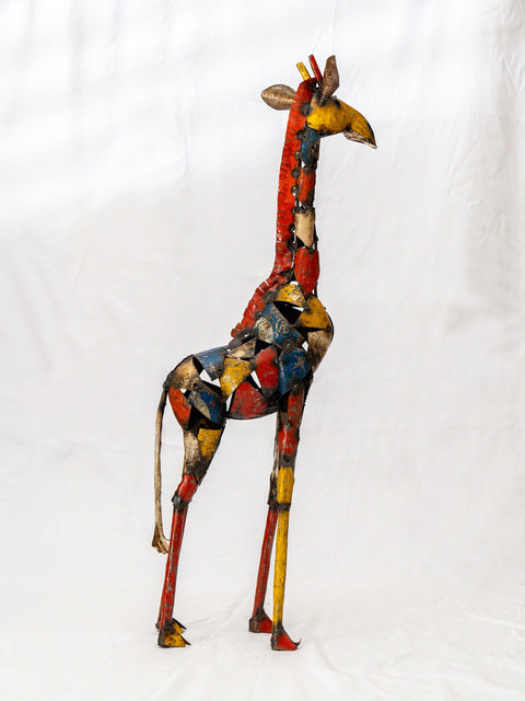 Metallskulptur Giraffe - Mittel Bunt