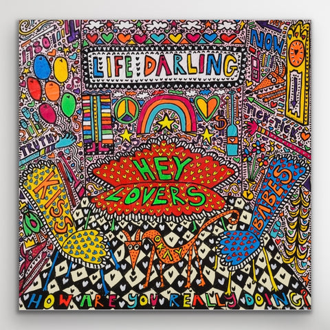 Auf Anfrage - "Hey Lovers" - Originalgemälde, Acryl auf Leinwand