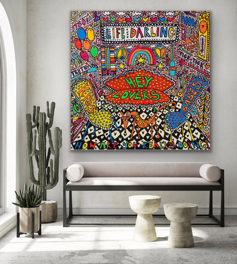Auf Anfrage - "Hey Lovers" - Originalgemälde, Acryl auf Leinwand