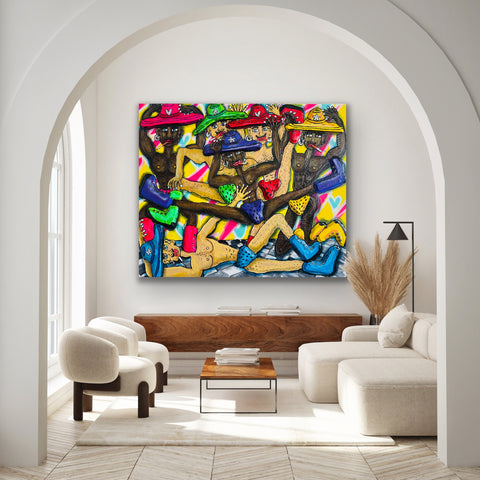 "Boys will be boys" - Originalgemälde, Acryl auf Leinwand