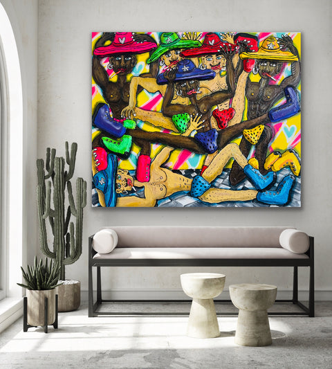"Boys will be boys" - Originalgemälde, Acryl auf Leinwand