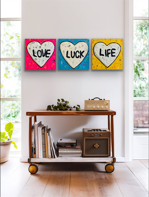 Auf Anfrage - "Life, love, luck" - Originalgemälde, Acryl auf Leinwand