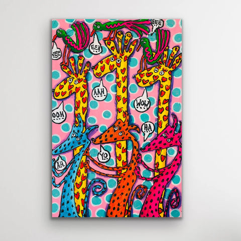 Auf Anfrage - "Pink Safari" - Originalgemälde, Acryl auf Leinwand