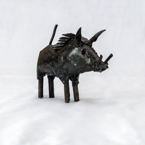 Metallskulptur Warzenschwein - Mini Schwarz