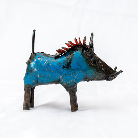 Auf Anfrage - Metallskulptur Warzenschwein - Mini Bunt