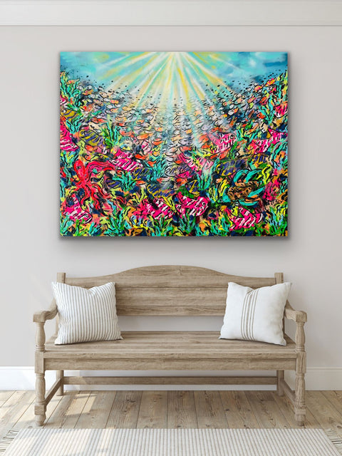 Auf Anfrage - "Coral Island" - Originalgemälde, Acryl auf Leinwand