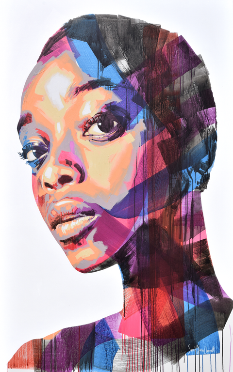 Das Kunstwerk heißt "Woman Series 10 - 11" und wurde von der südafrikanischen Künstlerin Sarah Danes Jarrett gemalt. Auf dem Werk sieht man eine Frau, die sich mit der linken Seite Ihres Gesichtes nach vorne schaut. Dieses Werk wurde von Sarah Danes Jarrett mit ihrer einzigartigen Maltechnik erschaffen