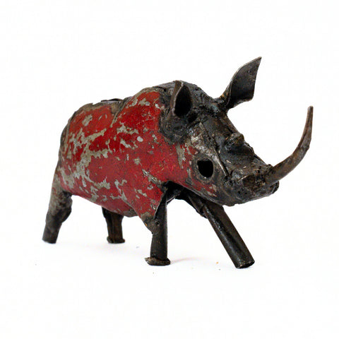 Auf Anfrage - "Ikhuluma Yesimbi" - Metallskulptur Nashorn, mini