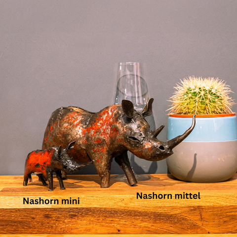 "Ikhuluma Yesimbi" - Metallskulptur Nashorn, groß