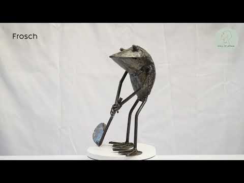 Metal sculpture frog